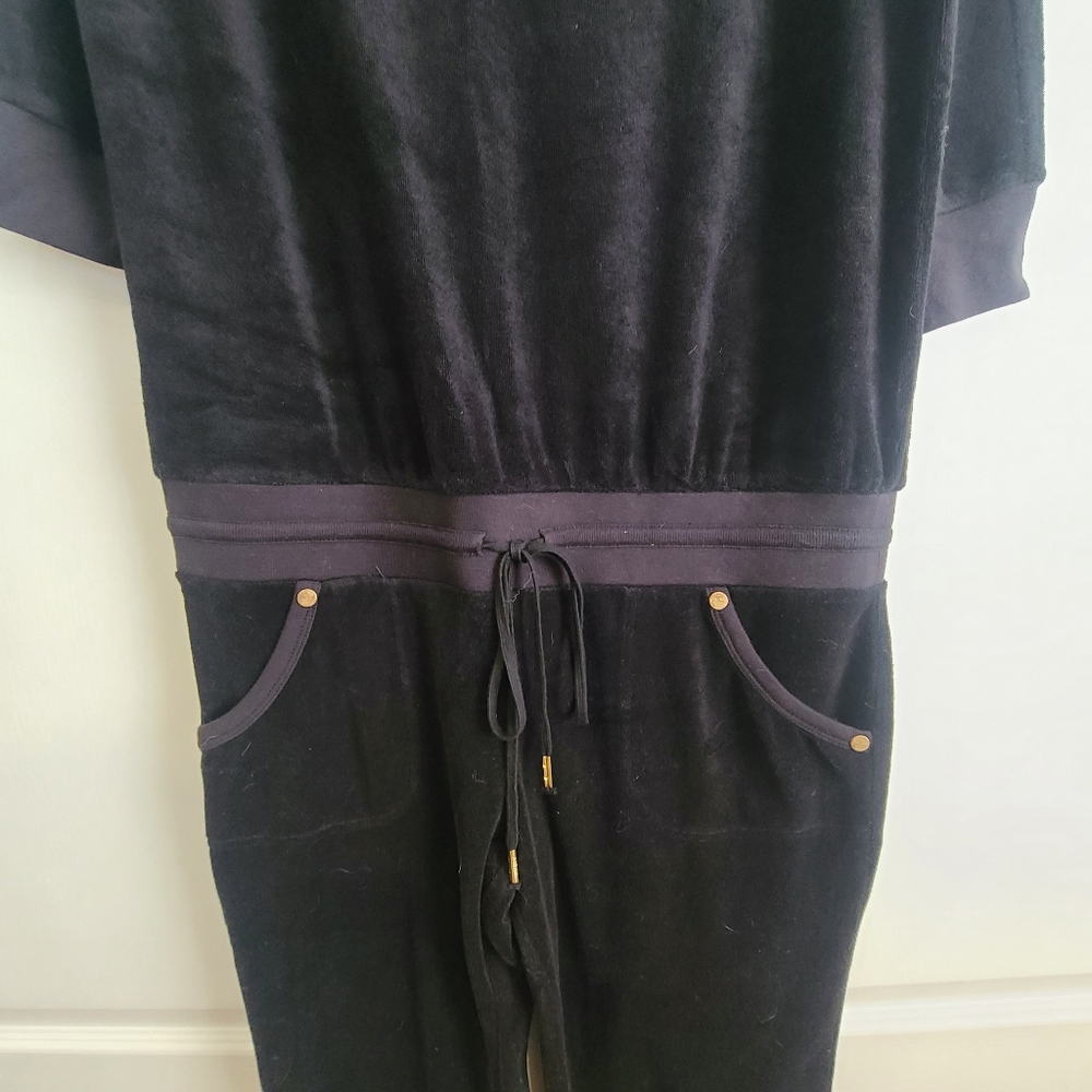 NWT Womens Juicy Couture Black Terry One Piece Romper Jumpsuit Size Large - Picture 5 of 8